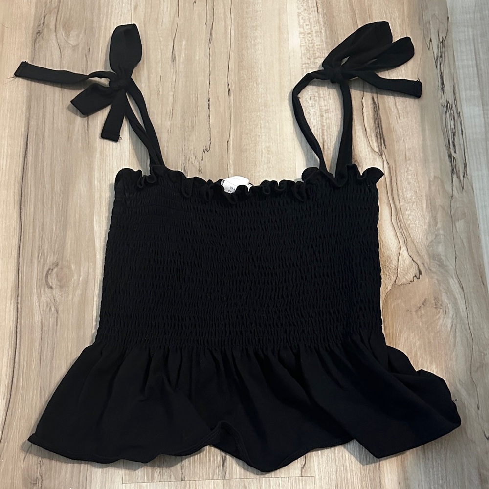 H&M Black Ruffle Strap Camisole